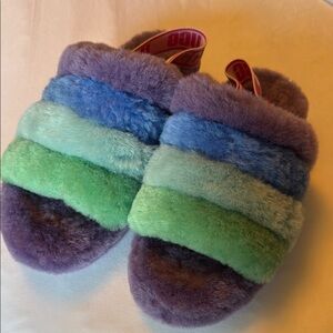 Ugg purple fuzzy slides size 10